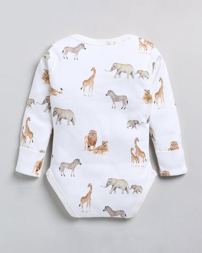 Cot & Candy Baby White Bodysuit-Savannah-Organic Cotton-For Infants