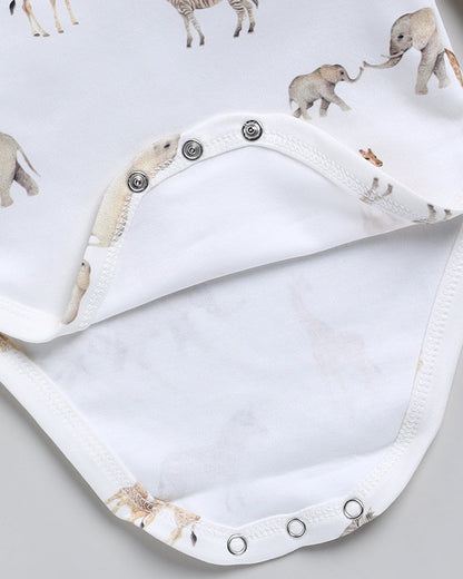 Cot & Candy Baby White Bodysuit-Savannah-Organic Cotton-For Infants