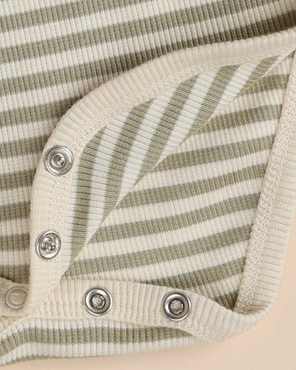 Cot & Candy Baby Pastel Green Short Sleeve Bodysuit-Dewkist Stripe-Organic Cotton-For Infants