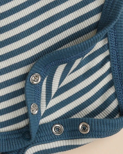 Cot & Candy Baby Navy Blue Bodysuit-Teal Stripe-Organic Cotton-For Infants