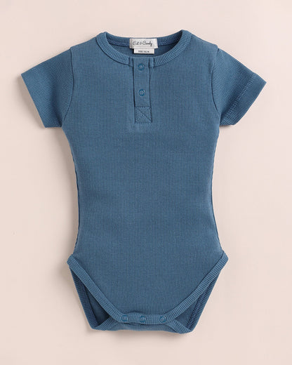 Cot & Candy Baby Navy Blue Bodysuit-Denim-Organic Cotton-For Infants