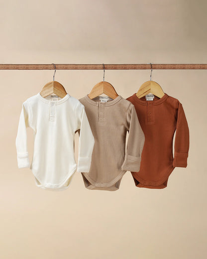 Cot & Candy Baby Milk, Latte & Ginger Bodysuits-Solid-Organic Cotton-Pack of 3-For Infants