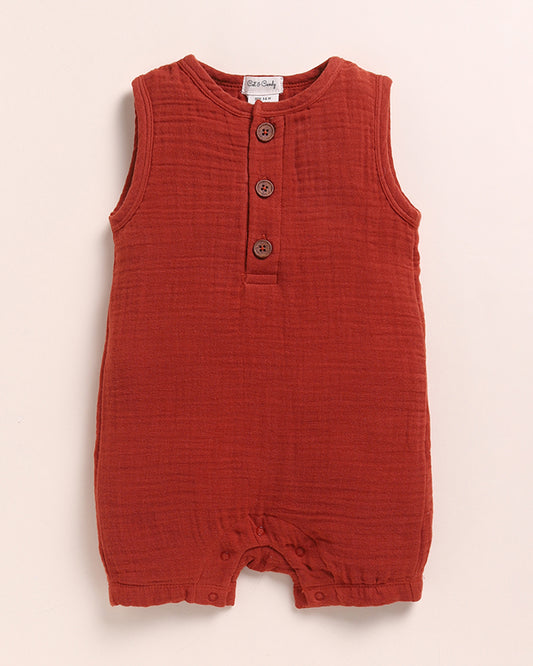 Cot & Candy Baby Picante Half Romper-Solid-Muslin-For Infants