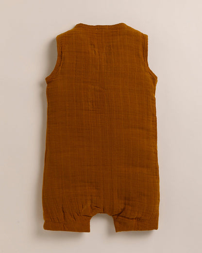 Cot & Candy Baby Ginger Half Romper-Solid-Muslin-For Infants