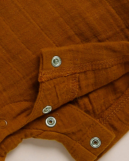 Cot & Candy Baby Ginger Half Romper-Solid-Muslin-For Infants