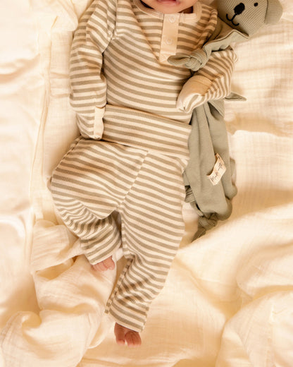 Cot & Candy Baby Sage Legging-Dewkist Stripe-Organic Cotton-For Infants