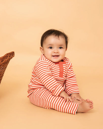 Cot & Candy Baby Red Jogger-Berry Stripe-Organic Cotton-For Infants