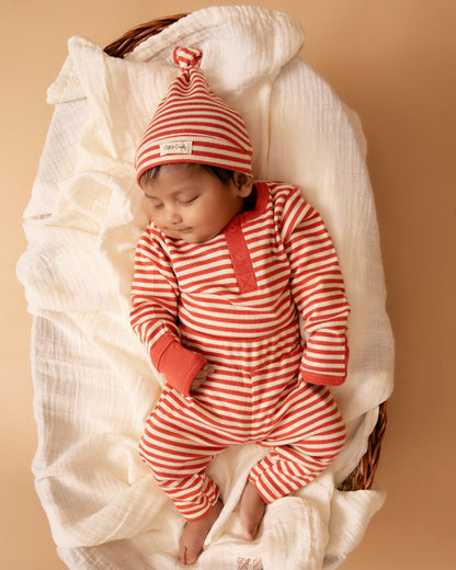 Cot & Candy Baby Red Cap-Stripes-Organic Cotton-For Infants