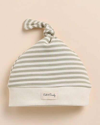 Cot & Candy Baby Sage Cap-Dewkist Stripe-Organic Cotton-For Infants