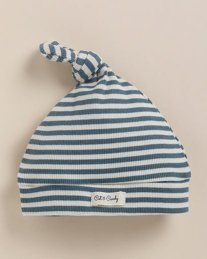 Cot & Candy Baby Teal Cap-Striped-Organic Cotton-For Infants