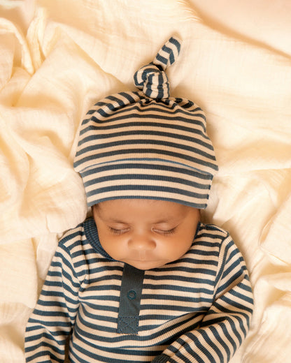 Cot & Candy Baby Teal Cap-Striped-Organic Cotton-For Infants