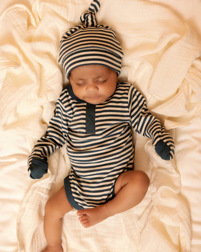 Cot & Candy Baby Teal Cap-Striped-Organic Cotton-For Infants