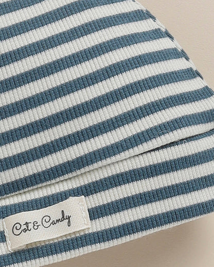 Cot & Candy Baby Teal Cap-Striped-Organic Cotton-For Infants
