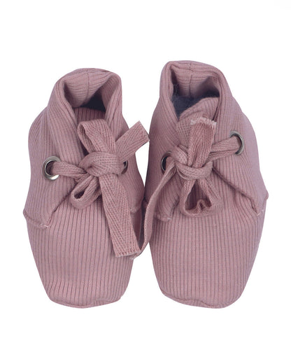 Cot & Candy Baby Blush Pink Booties-Solid-Organic Cotton-For Infants