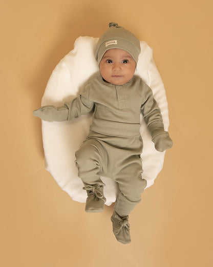 Cot & Candy Baby Sage Booties-Solid-Organic Cotton-For Infants