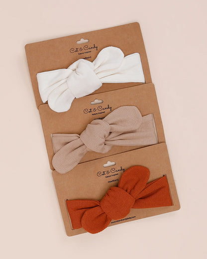 Cot & Candy Baby Milk, Latte & Ginger Headbands-Solid-Organic Cotton-Pack of 3-For Infants