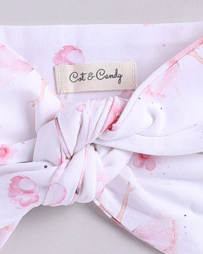 Cot & Candy Baby White Headband-Ballerina-Organic Cotton-For Infants