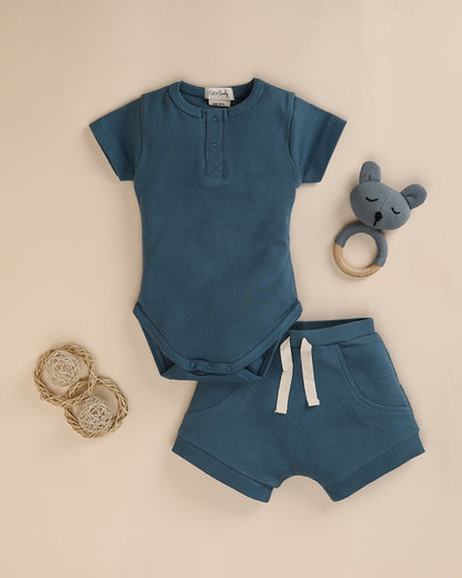Cot & Candy Baby Brown Bodysuit with Shorts Set-Solid-Organic Cotton-For Infants