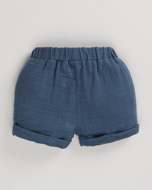 Cot & Candy Baby Denim Shorts-Solid-Muslin-For Infants