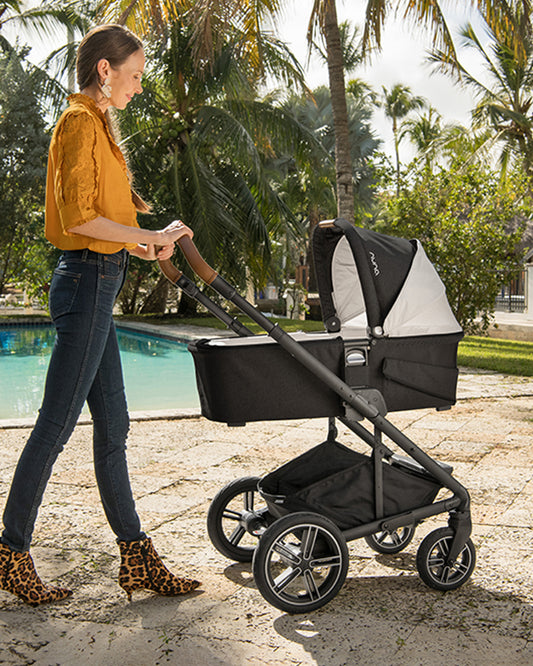 Nuna MIXX Next Carry Cot-Protective UPF 50+ Canopy-Compact Flat Fold-Non Slip Feet-For 0M+ (Upto 9 Kg)-Caviar