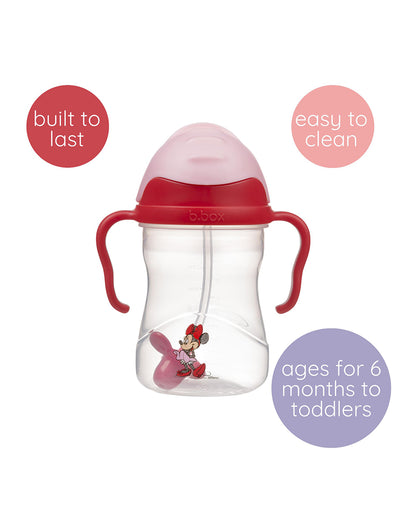 b.box Disney Weighted Straw Sippy Cup-Minnie Mouse-240 ml-6M+