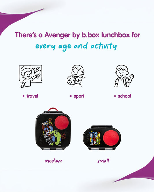 b.box Avengers Mini Lunchbox-Flexi Fruit Holder-Adjustable Divider-1000ml-36M+