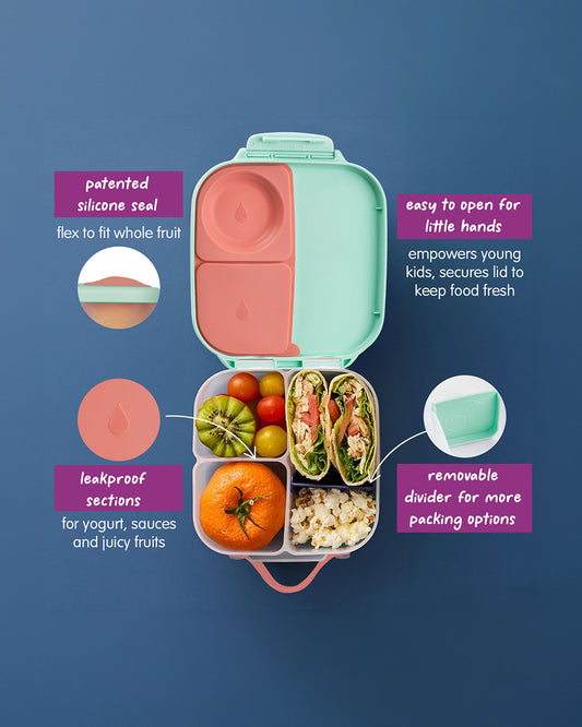 b.box The Little Mermaid Mini Lunchbox-Flexi Fruit Holder-Adjustable Divider-1000ml-36M+