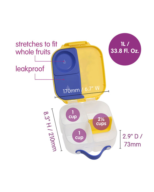 b.box Spidey Mini Lunchbox-Flexi Fruit Holder-Adjustable Divider-1000ml-36M+