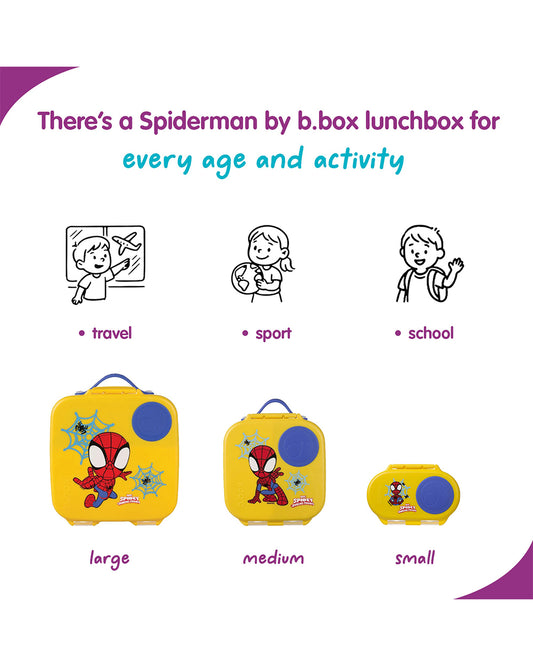 b.box Spidey Mini Lunchbox-Flexi Fruit Holder-Adjustable Divider-1000ml-36M+