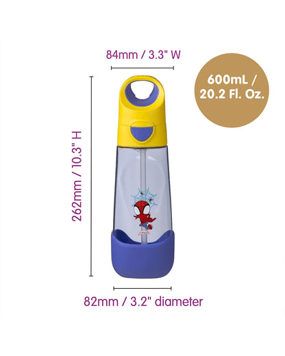 b.box Tritan Straw Sipper Bottle-Spidey-600 ml-36M+