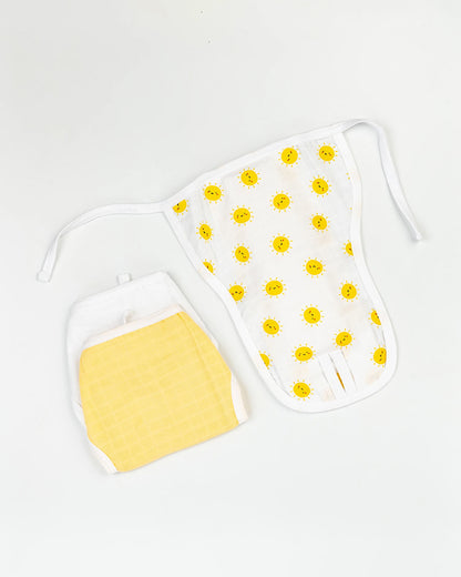BeeLittle Sunny Day Knotted Nappy-Organic Cotton-Washable & Reusable-0 to 3M-Pack of 3