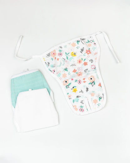 BeeLittle Cherry Blossom Knotted Nappy-Organic Cotton-Washable & Reusable-0 to 3M-Pack of 3