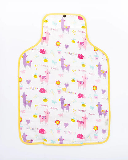 BeeLittle Diaper Changing Mat-With Built-in Pocket-Organic Cotton-Lovely Llamas