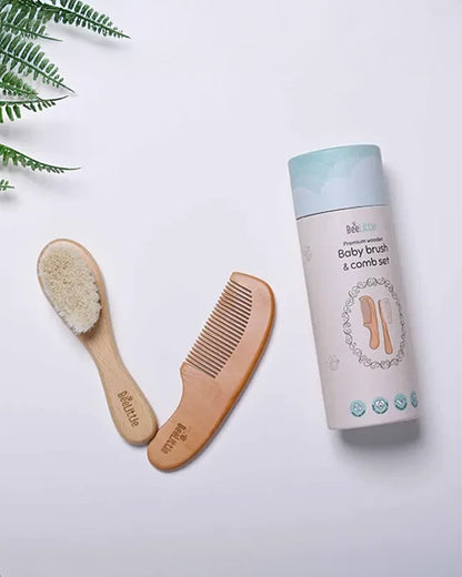 BeeLittle Premium Baby Wooden Brush & Comb Set-With Natural Soft Bristles & Round Edges