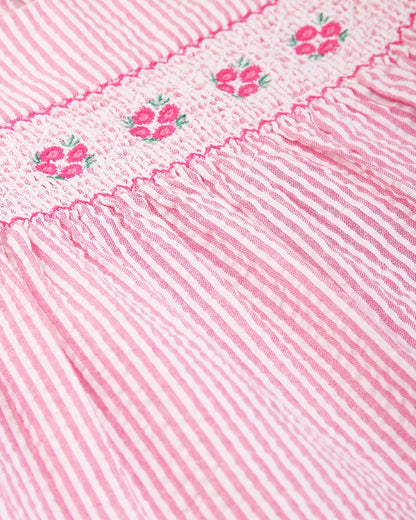 BeeLittle Pink Frock-Striped-Cotton-For Infants