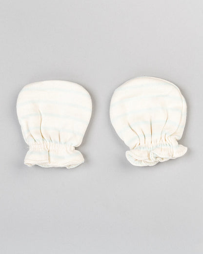 BeeLittle White Mittens-Striped-Cotton-For Infants