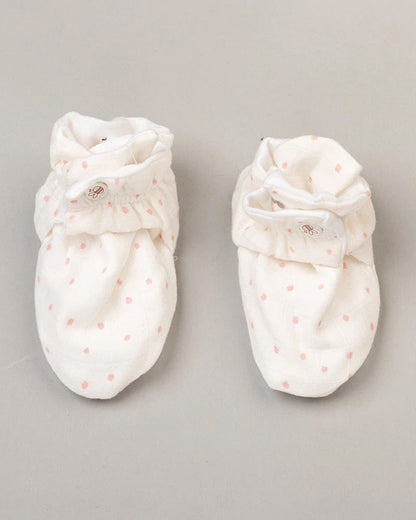 BeeLittle White Booties-Polka Dots-Cotton-For Infants