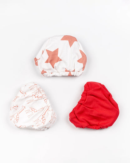 BeeLittle White & Red Briefs-Giraffe Star-Organic Cotton-Pack of 3-For Infants