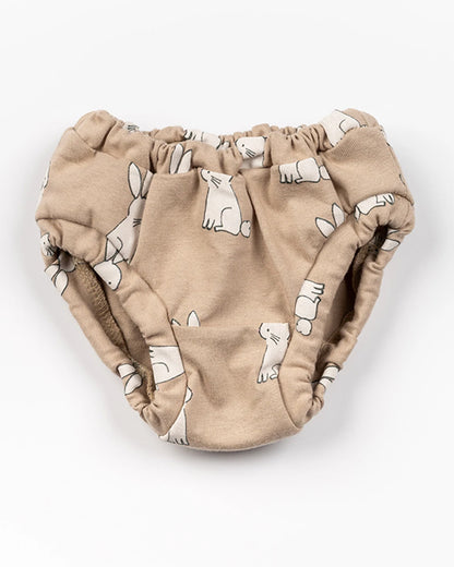 BeeLittle White & Brown Briefs-Pink Bunny-Organic Cotton-Pack of 3-For Infants