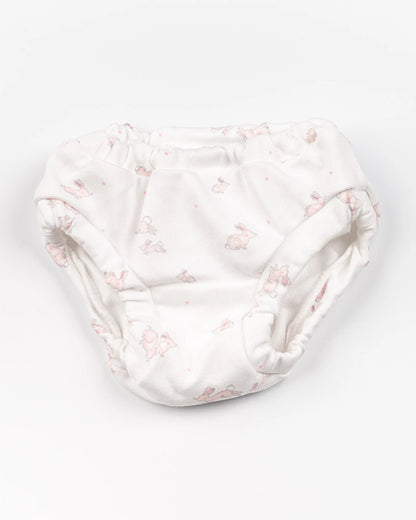 BeeLittle White & Brown Briefs-Pink Bunny-Organic Cotton-Pack of 3-For Infants