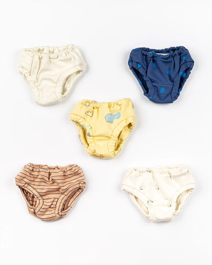 BeeLittle Multicolor Briefs-Hippo Bird-Organic Cotton-Pack of 3-For Infants