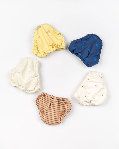 BeeLittle Multicolor Briefs-Hippo Bird-Organic Cotton-Pack of 3-For Infants
