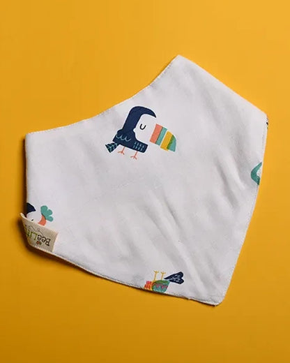BeeLittle Bird Box-Reversible Bandana Bib-Snap Button-0M+