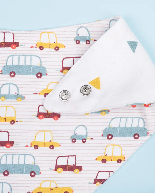 BeeLittle Cars-Reversible Bandana Bib-Snap Button-0M+