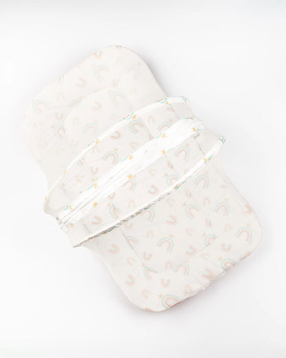 BeeLittle Baby Gadda Set-With Mosquito Net-Organic Cotton-Multicolor-New Rainbow-For Infants