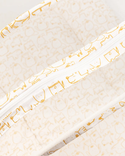 BeeLittle Baby Gadda Set-With Mosquito Net-Organic Cotton-White & Yellow -Mustard Puppy-For Infants