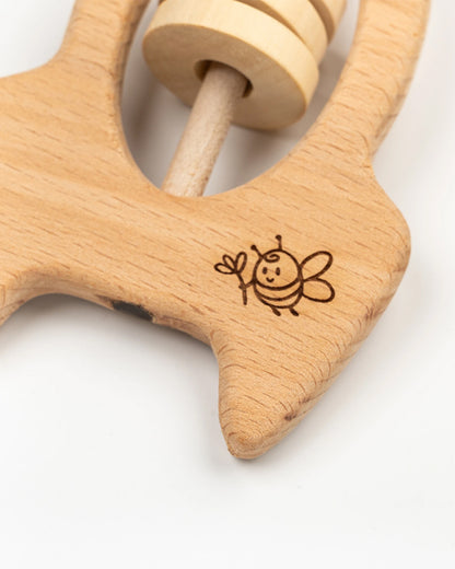 BeeLittle Ring Rocket Rattle Toy-100% Natural Wood-Enhance Motor Skills-For Infants