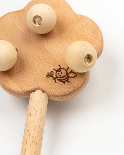 BeeLittle Cloud Stick Rattle Toy-100% Natural Wood-Enhance Motor Skills-For Infants
