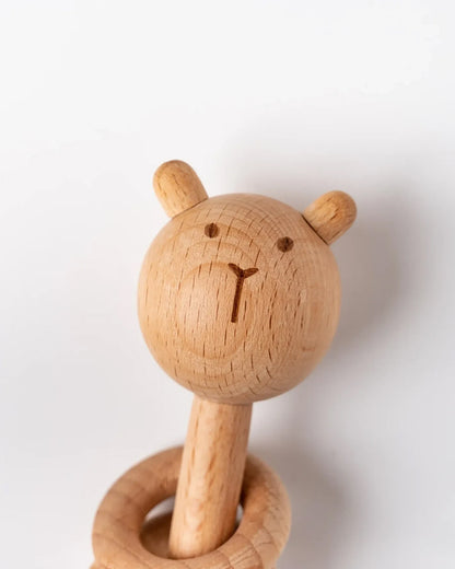 BeeLittle Ring O Ring Rattle Toy-100% Natural Wood-Enhance Motor Skills-For Infants