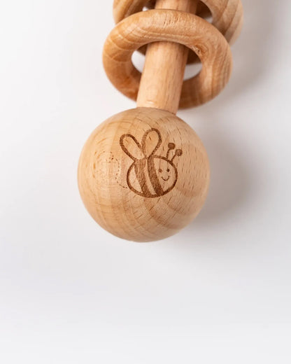 BeeLittle Ring O Ring Rattle Toy-100% Natural Wood-Enhance Motor Skills-For Infants